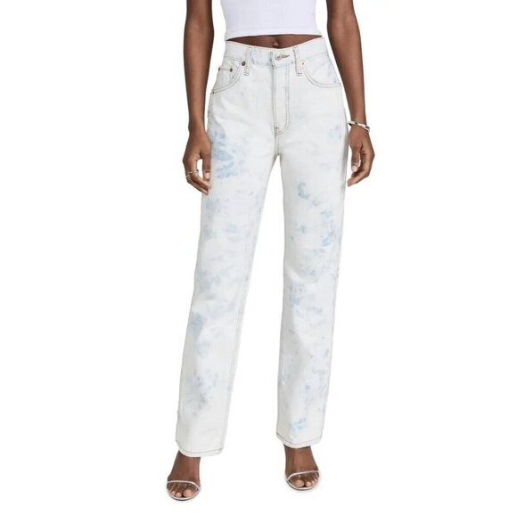 Re/Done 90s High Rise Loose Sunbleached Acid Wash Jeans Size 27 - Picture 1 of 13